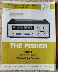 Fisher Bedienungsanleitung 600-T Stereo FM-Multiplex Receiver zusätzliche Dokumente - Bild 1 von 8