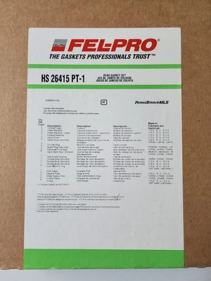 Juego de juntas de culata de motor Subaru 2,5 L HS 26415 PT-1 Fel Pro Foto 1 de 3