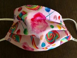 Máscara facial para cupcake y dulces de cumpleaños. 100 % edredones algodón. Talla para niños adolescentes y adultos - Imagen 1 de 3