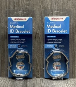 LOT OF 2 Walgreens Diabetic Medical ID Bracelet Customizable L - XL (BRAND NEW) - Picture 1 of 1