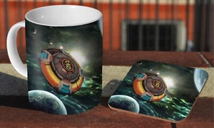 ELO Spaceship Colourful - Ceramic Coffee / Tea Mug + Matching Coaster - Picture 1 of 1