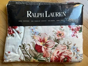 NIP Ralph Lauren Petticoat Ruffled TWIN FITTED Sheet Floral Red White Yellow - Picture 1 of 4