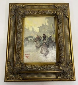 Italian Street Scene Paintings on Board Signed Luca Andrea Guizzardi Rare HTF - Picture 1 of 9