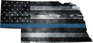 5" NE Nebraska State Thin Blue Line Tattered American Flag Police Sticker - Bild 1 von 1