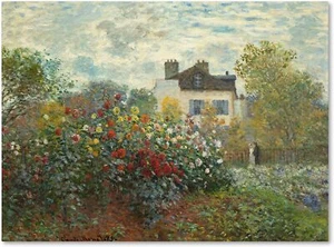 The Garden of Monet at Argenteuil by Claude Monet Giclee Print Repro on Canvas - Picture 1 of 1