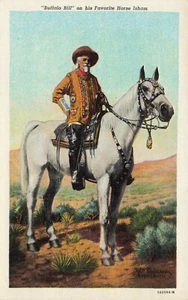 Postcard Buffalo Bill on his Favorite Horse Isham - Picture 1 of 2