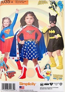 SIMPLICITY 1035A - Mujer Maravilla, Batgirl, Super Girl Disfraz para Niño TALLA 3-8 NUEVO - Imagen 1 de 3