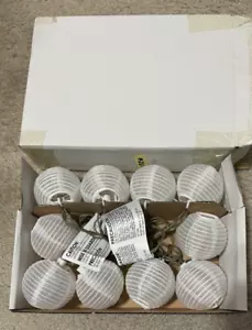 String Lights Paper Lanterns with Lights, 10 Chinese 10 Lanterns White - Picture 1 of 5