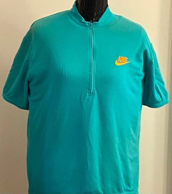 Camiseta de ciclismo vintage Nike, grande, verde água com laranja - Imagem 1 de 4