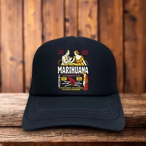 Marihuana Unisex Trucker Hat Black Snapback Reefer Madness Vintage Anti-Drug Cap - Picture 1 of 7