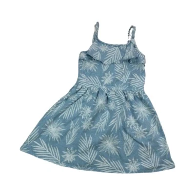 Crazy 8 Girls Spaghetti Strap Sun Dress Size M 7-8 Blue Floral Elastic Waist - Image 1 of 4