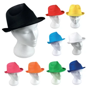 10 Fedora Sun Hats PANAMA Trilby Style Mens Ladies Bowler Party Jazz Gangster UK - Picture 1 of 10