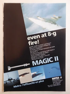 9/1987 PUB MATRA VELIZY MIRAGE 2000 F1 AIR TO AIR MISSILE MAGIC II ORIGINAL AD - Picture 1 of 1