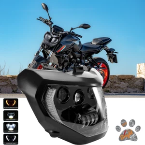 LED Headlight Assembly Headlamp DRL for Yamaha FZ07 MT07 2018-2020 Plug and Play - Foto 1 di 14