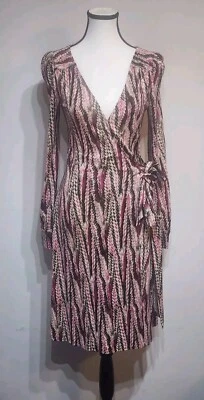 Vestido envolvente 100 % seda Diane Von Furstenberg Dacha talla 4 manga larga cuello en V Foto 1 de 4