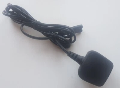 Mains Power Lead - Cord  3 Pin Plug to C7 Figure 8, 2 Meter Black Cable  - Image 1 of 2