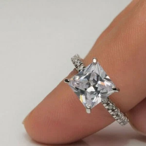 2.20 Ct Princess Cut Solitaire Diamond Engagement Ring in 14k White Gold Finish - Picture 1 of 7