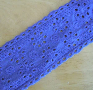 3-4 Yards 1-2"w Eyelet Cotton Lace Peach,Ivory,Blue Grey,Orange,Blue Grey zhb63 - Picture 1 of 6
