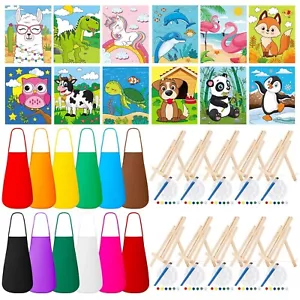 Ireer 84 Pcs Kids Paint Party Set Include 12 Animal Pre Drawn Canvas, Brushes... - Picture 1 of 7