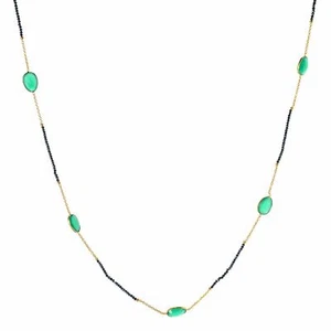 "Collar de estación de piedra preciosa y espinela negra de 40" ágata verde 14x10 mm Meher's - Imagen 1 de 1