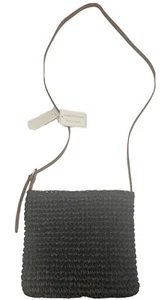Borsa a tracolla in paglia con crociera vacanze spiaggia estiva Studio Collection nera - Foto 1 di 2