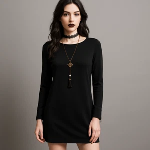 Mini Vestido Gótico Negro Ann Taylor Talla 4 Manga Larga Túnica Cremallera Detalle Grunge - Imagen 1 de 16