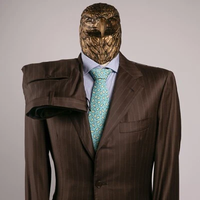 NWOT $3650 PATRICK HELLMANN by ATTOLINI Wool Striped Suit Brown 44US/54IT LONG - Image 1 of 4