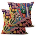   2PCS decorative pillowcase Mexican Huichol folk art cushion cover