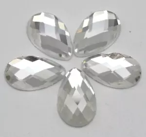 50 Clear Faceted Teardrop Flatback Glass Crystal Rhinestone Gems 11X18mm No Hole - Picture 1 of 4