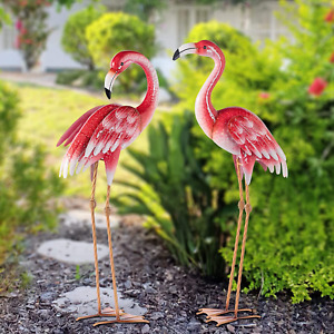 Pink Flamingo Yard Decorations, Metal Garden Statues and Sculptures