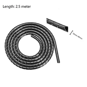 Amazon Commercial Cable Tidy 2.5 m X 10mm Black Spiral Wrap for PC,TV, OFFICE - Picture 1 of 6