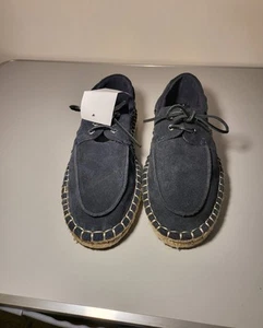 Zara Men's Navy Suede Espadrille Lace-Up Shoes RRP £49.99 - Picture 1 of 5