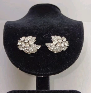 Raro set orecchini ALFRED PHILIPPE CORONA TRIFARI STRASS CLUSTER - Foto 1 di 4
