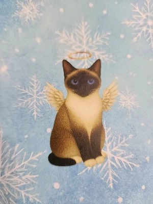 Meowy Christmas Wrapping Paper Blue Snowflake Cats  3 Sizes  - Image 1 of 4