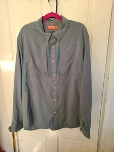 Simms Guide Series Fishing Shirt Men XL Gray Vented Long Sleeve Outdoor Top - Picture 1 of 8