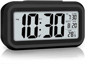 Reloj despertador digital con pantalla LED para mesita de noche en el dormitorio - Picture 1 of 7