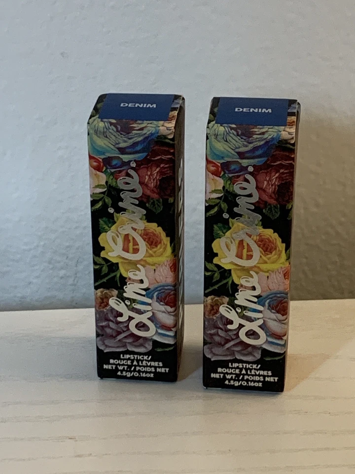 Lime Crime Denim PERLEES Lipstick Blue Pearl Authentic