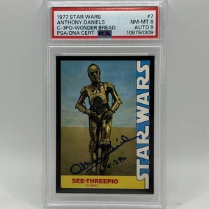 1977 Star Wars See-Threepio Wonder Bread #7 Anthony Daniels Autograph PSA 8/9 - Picture 1 of 10
