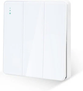 White Glass 1-Way 16A Large Panel 3 Gang Rocker Light Switch with Phosphor Dots - Picture 1 of 8