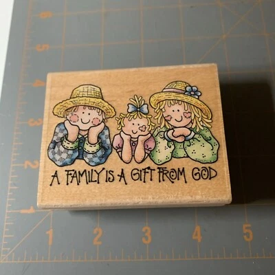 Rubber Stampede- Wood Rubber Stamp A Family is a Gift From God Religious - Image 1 of 4