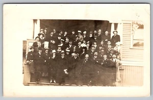 Postcard: Portrait Of A Group Of People On Steps, RPPC, 1904-1918, Unposted - Picture 1 of 2