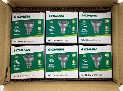 6 x LED Sylvania PAR20 8 Watt 36D 540LM 4k COOL WHITE E27 ES DIM 8= 70W DIMMABLE - Image 1 of 4