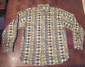 Territory Ahead long sleeve tribal batik button-front shirt size LARGE - Picture 1 of 4