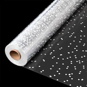 Clear Polka Dot Cellophane Wrap Roll 34" x 120Ft 3Mil Gifts Baskets - Picture 1 of 6