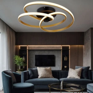 Wohnzimmerlampe Deckenleuchte Deckenleuchte gold LED Flurlampe geschwungen 3000K - Bild 1 von 11