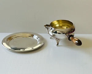 Spencer Orgell Sauce Pipkin Pot w Handle and Platter Silver on Copper  - Picture 1 of 8