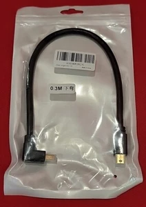 12" Mini DisplayPort 8K Cable 90 Degree Right Down Angle Male NEW 0.3m - Picture 1 of 7