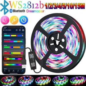 WS2812b LED Strip Lights 1M-15M RGBIC Dreamcolor Bluetooth App For TV Deco - Picture 1 of 13
