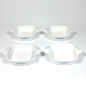 Set of 4 Corning Ware P-41 Petite Pans 12oz Blue Cornflower Vintage Dishes Vtg - Picture 1 of 6