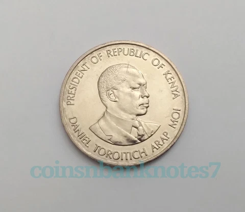 1989 Kenya 1 Shilling Coin, KM #20 Uncirculated / President Cover
